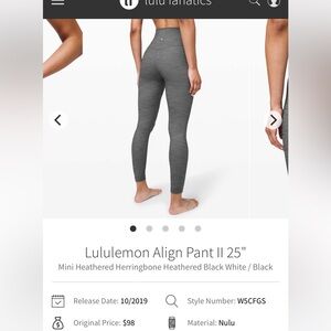Lululemon Align Pant II 25" - Heathered Black